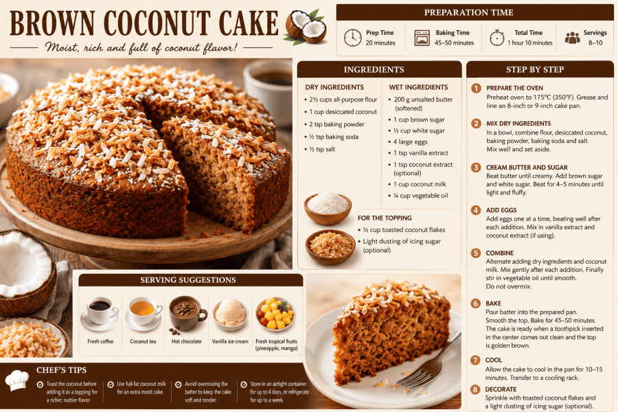 Brown Coconut Cake Recipe