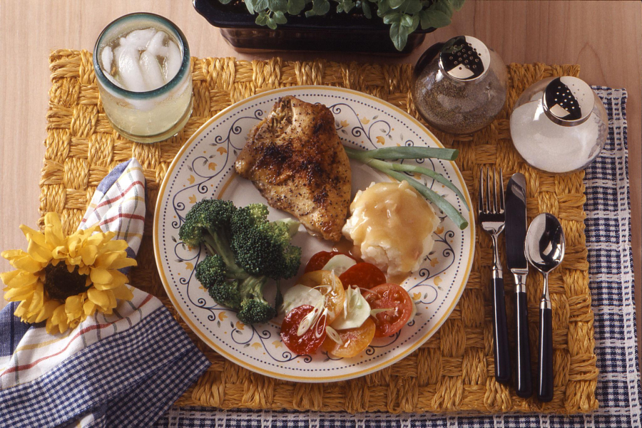 Herb-Grilled Chicken with Garlic Butter Vegetables & Creamy Mashed Potatoes