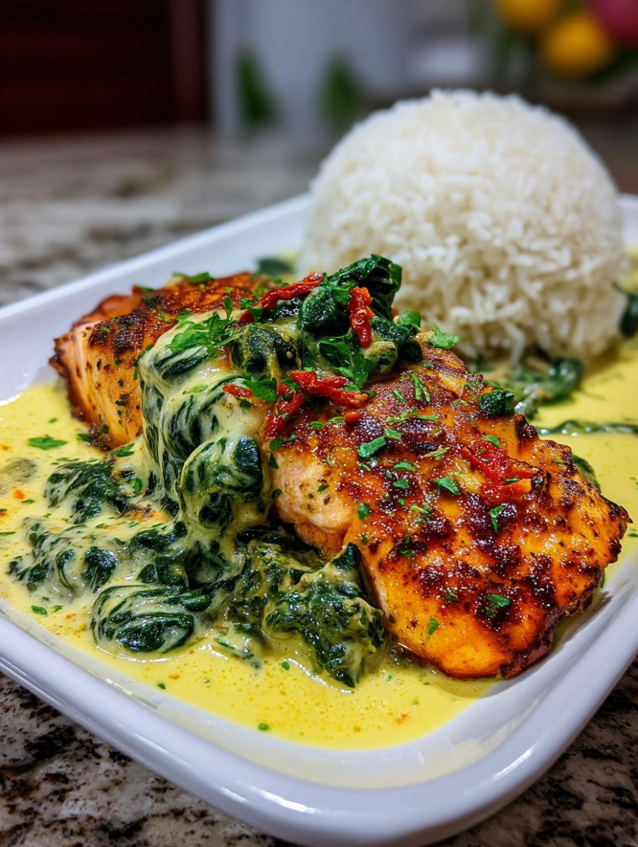 Wednesday Dinner Recipe: Creamy Garlic Tuscan Salmon with Herb Rice