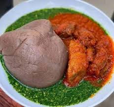 Amala with Vegetable and Chicken